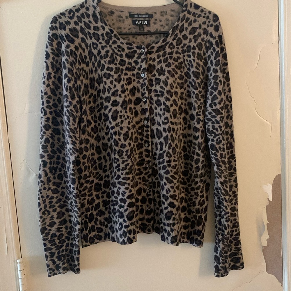 Apt 9 Women’s Small Cheetah Print Cardigan 100% Cashmere
